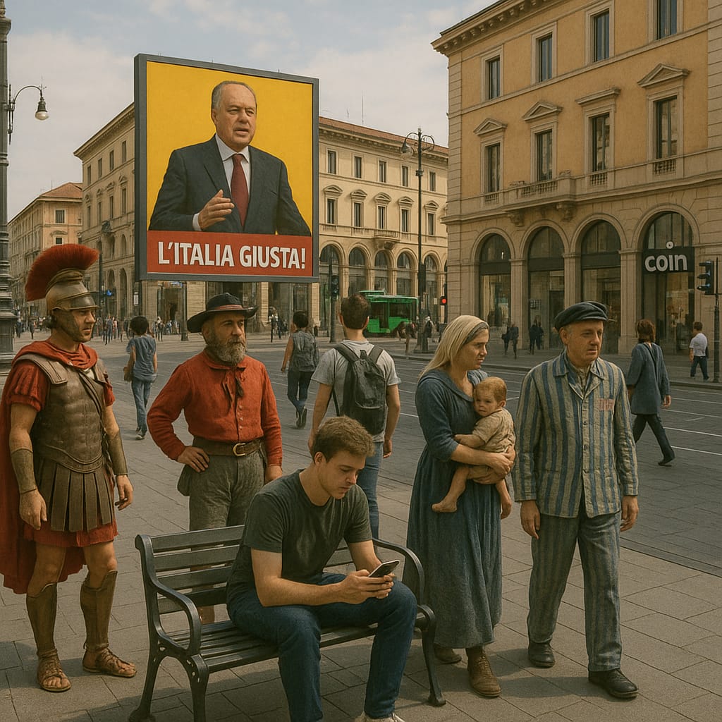 Storia come specchio: rappresentazione visiva della continuità storica attraverso diverse epoche