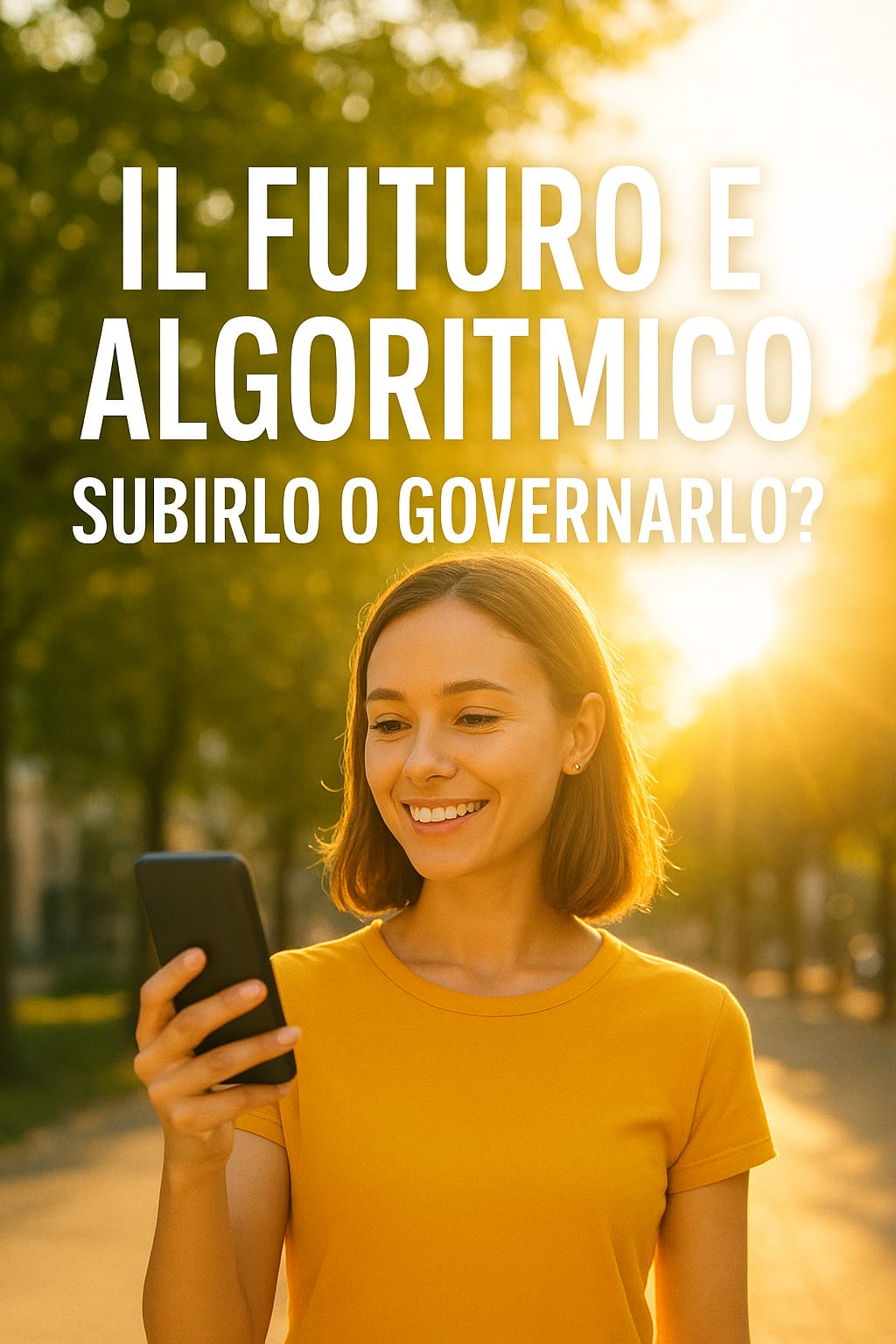 Persona che controlla algoritmi rappresentando il futuro algoritmico governato dall'uomo