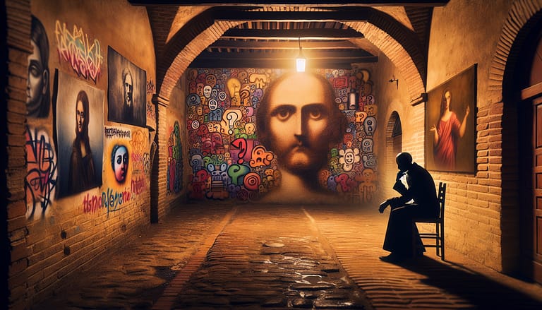 Opera murale di Banksy che mostra l'identità misteriosa dell'artista street art